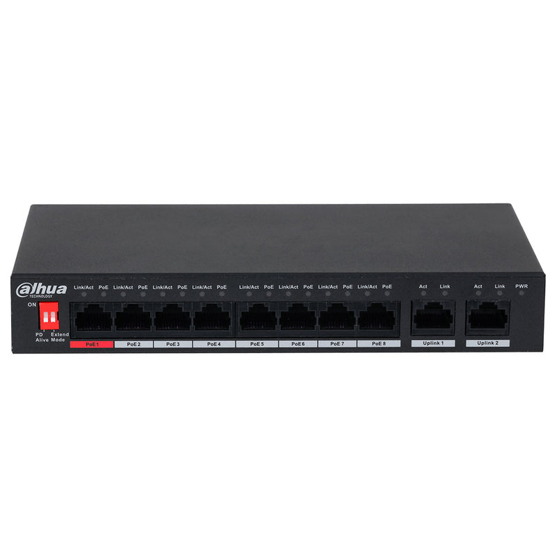 DAHUA DH-PFS3010-8ET-96 Switch Conmutador de 8 canales POE 96w. 10/100mbps. Capa 2. No administrable. POE 2.0