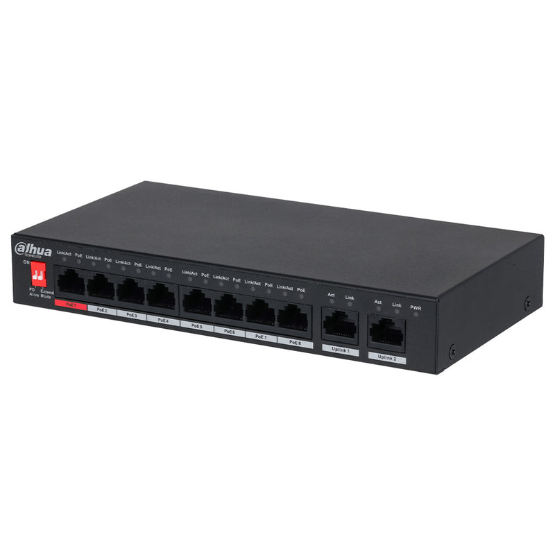 DAHUA DH-PFS3010-8ET-96 Switch Conmutador de 8 canales POE 96w. 10/100mbps. Capa 2. No administrable. POE 2.0