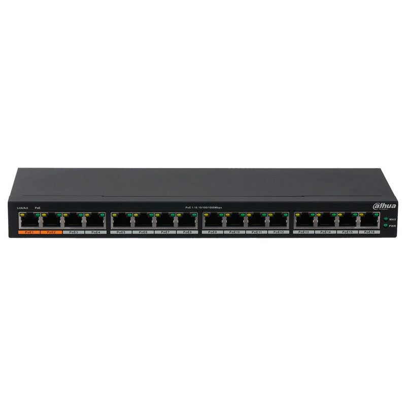 DAHUA PFS3016-16GT-190 Switch 16 Puertos POE Giga, 190w. No Administra, Capa 2