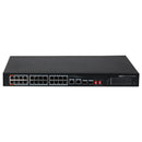DAHUA DH-PFS3226-24ET-240 Switch PoE de 24 puertos 10/100 240W, 2 puertos SFP 1G de Fibra Óptica. Administrable Capa 2. HI-POE