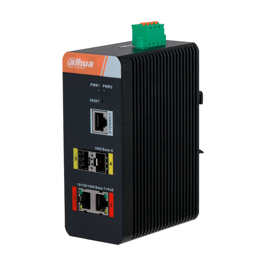 DAHUA PFS4204-2GT-DP Conmutador industrial Gigabit de 4 puertos con PoE Gigabit de 2 puertos administrado