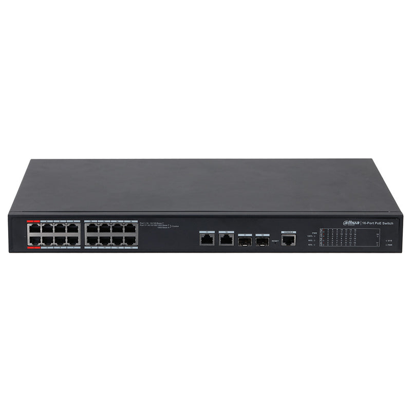 DAHUA DH-PFS4218-16ET-190 10/100, Switch 16 Puertos POE 10/100, 2Uplink Giga, 2SFP, 190w. Administra, Capa 2