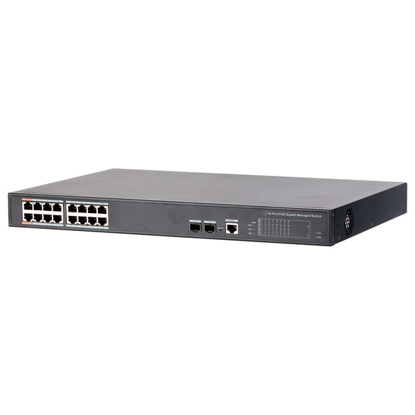 DAHUA DH-PFS4218-16GT-240, Switch 16 Puertos POE Giga, 2SFP, 240w. Administra, Capa 2