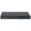 DAHUA DH-PFS4226-24ET-360 - Switch 24-port POE 360w switch with 2 fiber optic ports. 10/100mbps. Manageable. Layer 2. 2 SFP ports. HI-POE