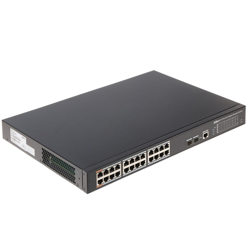 DAHUA DH-PFS4226-24GT-240 Switch 24 puertos POE Gigabit 10/100/1000 2SFP 2 HI-POE 240w Administrable Capa 2