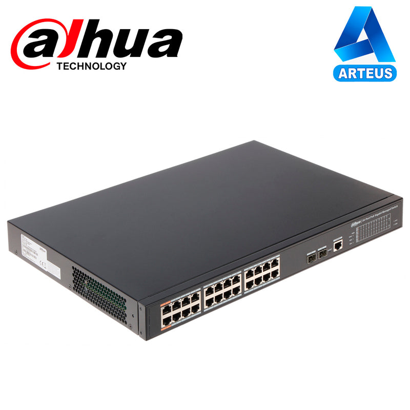 DAHUA DH-PFS4226-24GT-240 Switch 24 puertos POE Gigabit 10/100/1000 2SFP 2 HI-POE 240w Administrable Capa 2