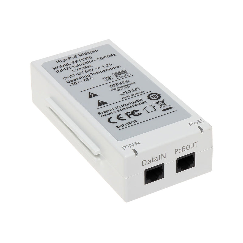 DAHUA PFT1200, MIDSPAN Inyector POE Gigabit, 60w, HI-POE. Ideal para alimentar PTZ