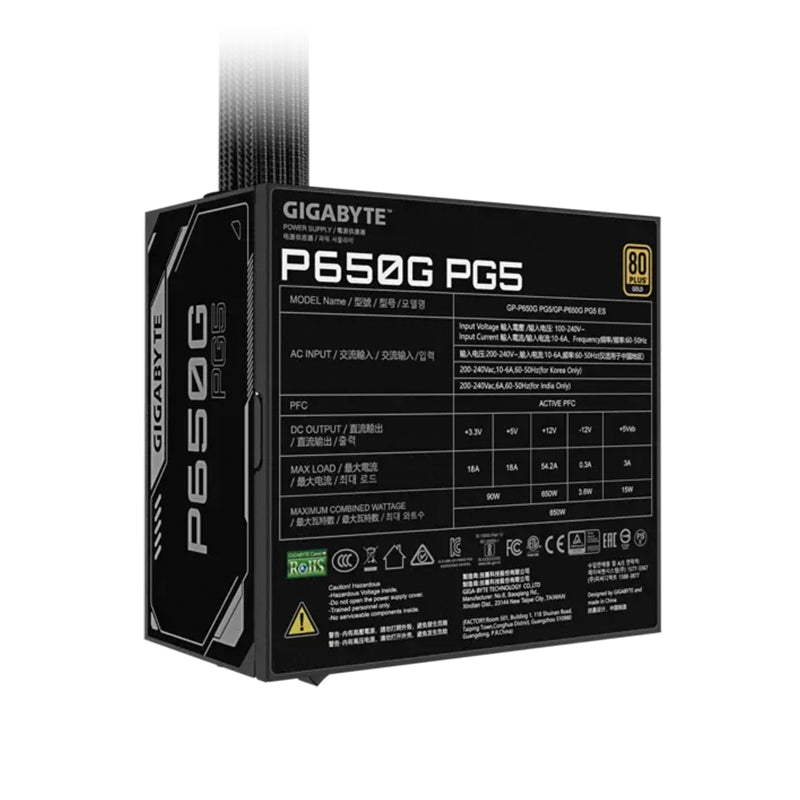 GIGABYTE GP-P650G PG5 Fuente de Alimentación 650W ATX 80 Plus Gold
