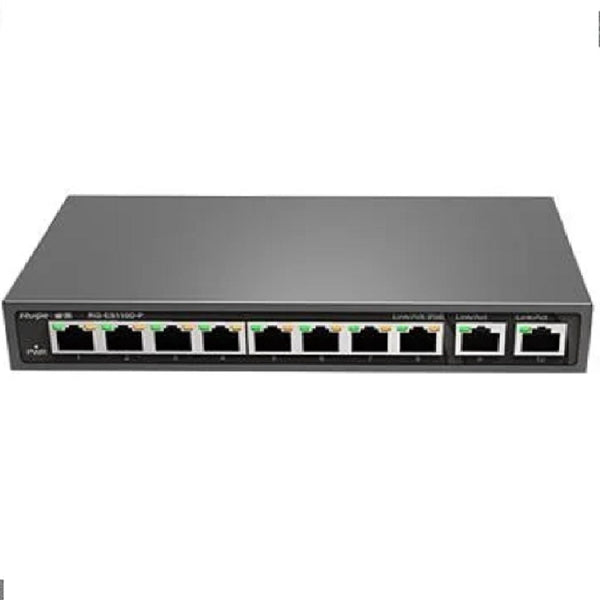 RUIJIE RG-ES110D-P Switch 8 puertos Poe+ 10/100 y 2 Uplink Gigabit 110w no gestionable en nube