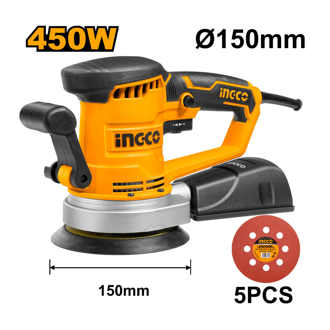 INGCO RS4508 Lijadora roto orbital 450w. 13000rpm + 5 lijas