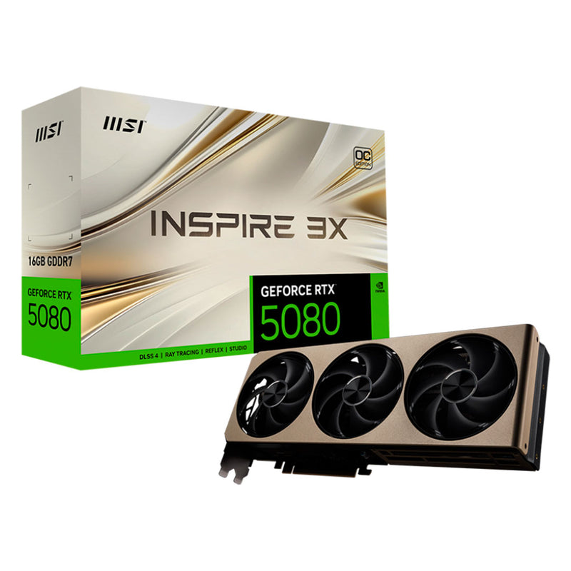 MSI GEFORCE RTX 5080 16G INSPIRE 3X OC Tarjeta de video 3 fan coolers, 256 bits, GDDR7