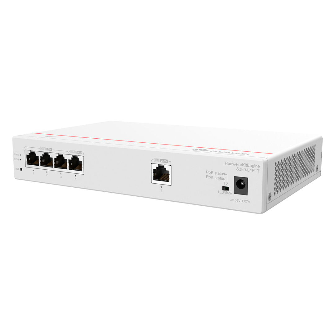 HUAWEI eKIT S380-L4P1T Router Gateway Multiservicio PoE 4 Puertos Gigabit 1 WAN 50W 512Mb