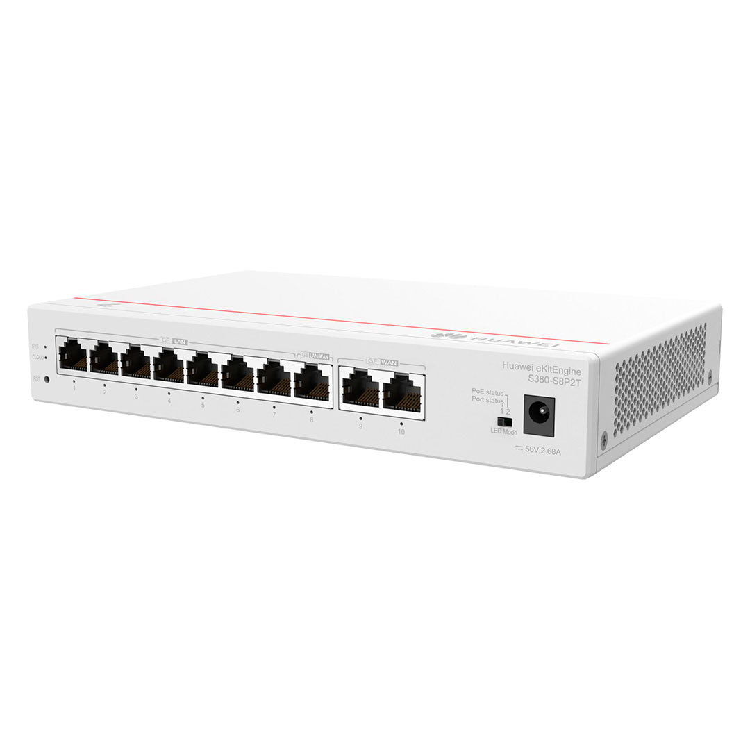 HUAWEI S380-S8P2T Switch Multi-Servicio PoE con 8Puertos 2GE WAN + 8GE LAN+ 124 W