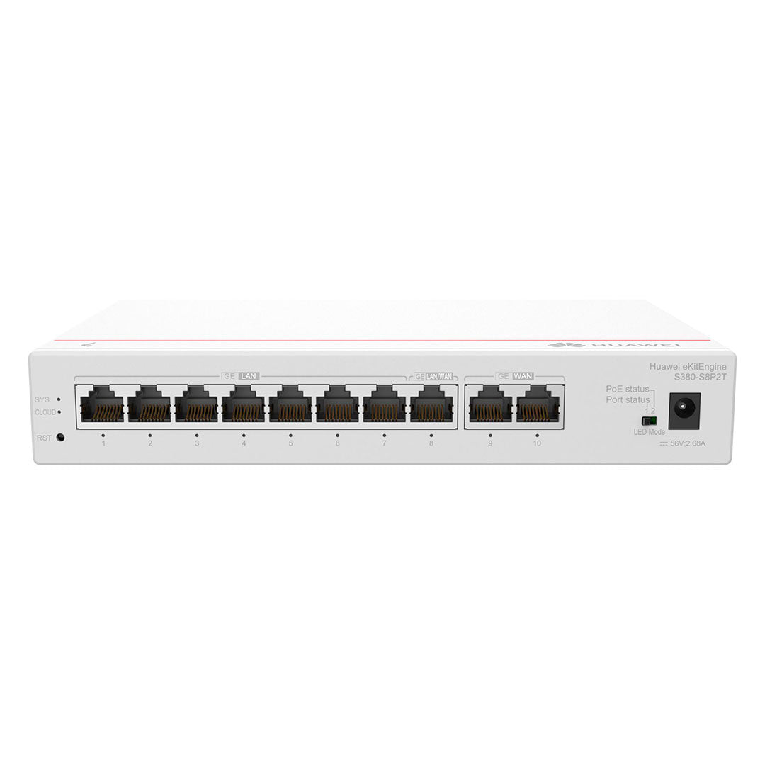 HUAWEI S380-S8P2T Switch Multi-Servicio PoE con 8Puertos 2GE WAN + 8GE LAN+ 124 W