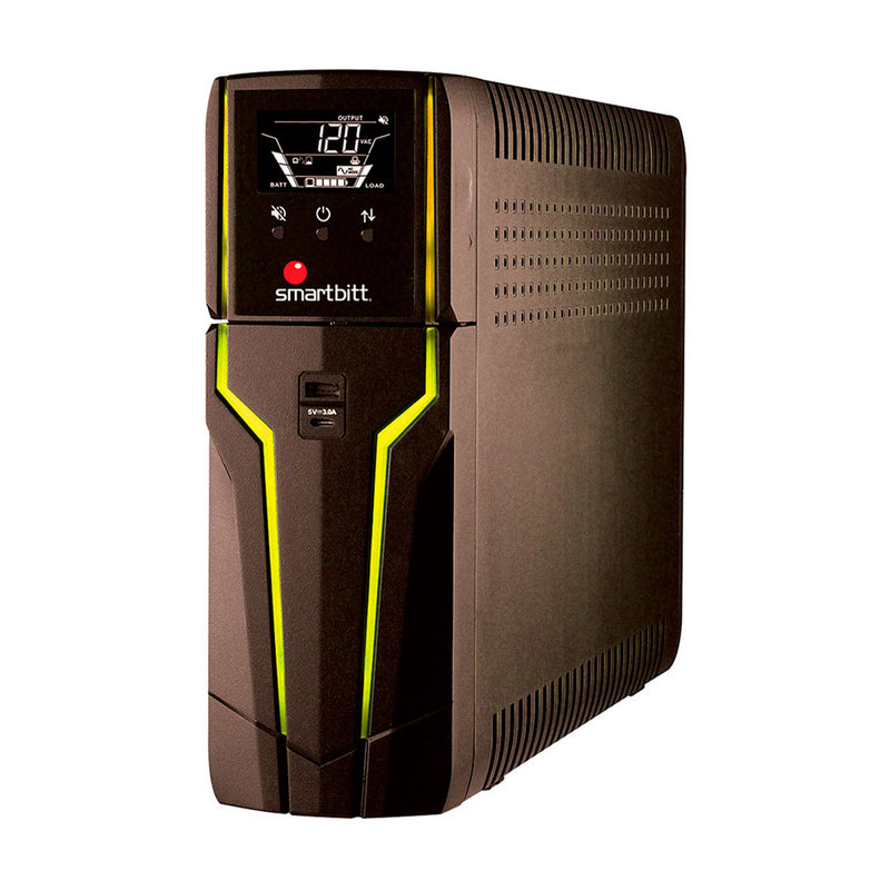 SMARTBITT SBNB1802G UPS interactivo respaldo de energía de 6 tomas para uso gamer 900w 1800va