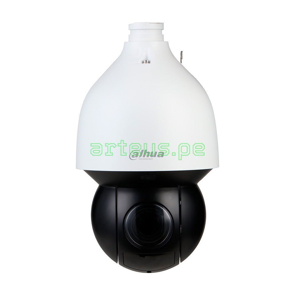Cámara de videovigilancia PTZ Dahua de alta definición, domo blanco y negro para seguridad electrónica.