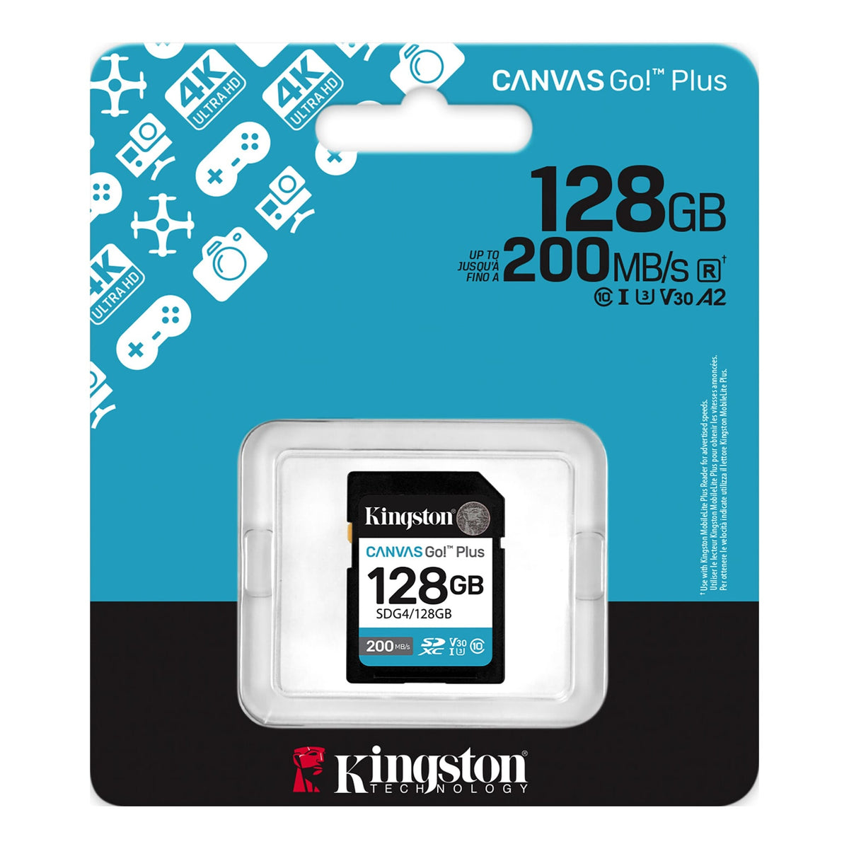 KINGSTON SDG4/128GB Canvas Go Plus Tarjeta de Memoria SD 128GB