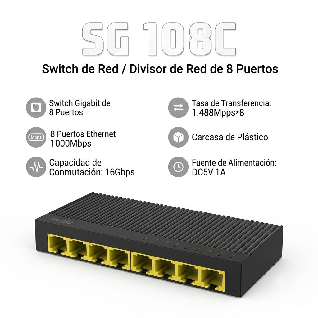 IMOU SG108C Switch De Red 8 Puertos Gigabit