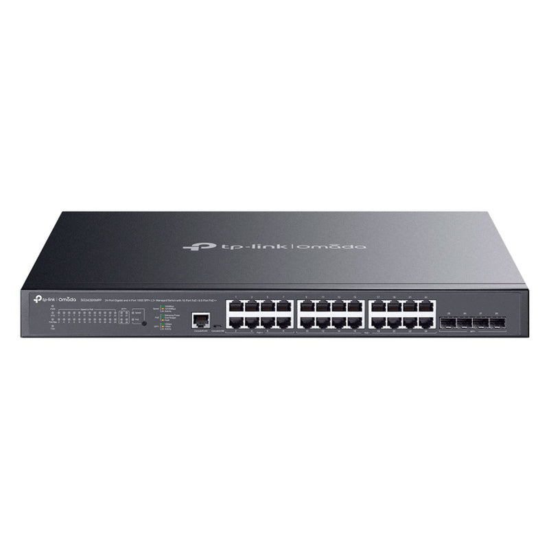 TP-LINK SG3428XMPP Switch Omada, L2+ de 24 puertos Gigabit, y 4 SFP+ a 10G, con 16 PoE+ y 8 PoE++