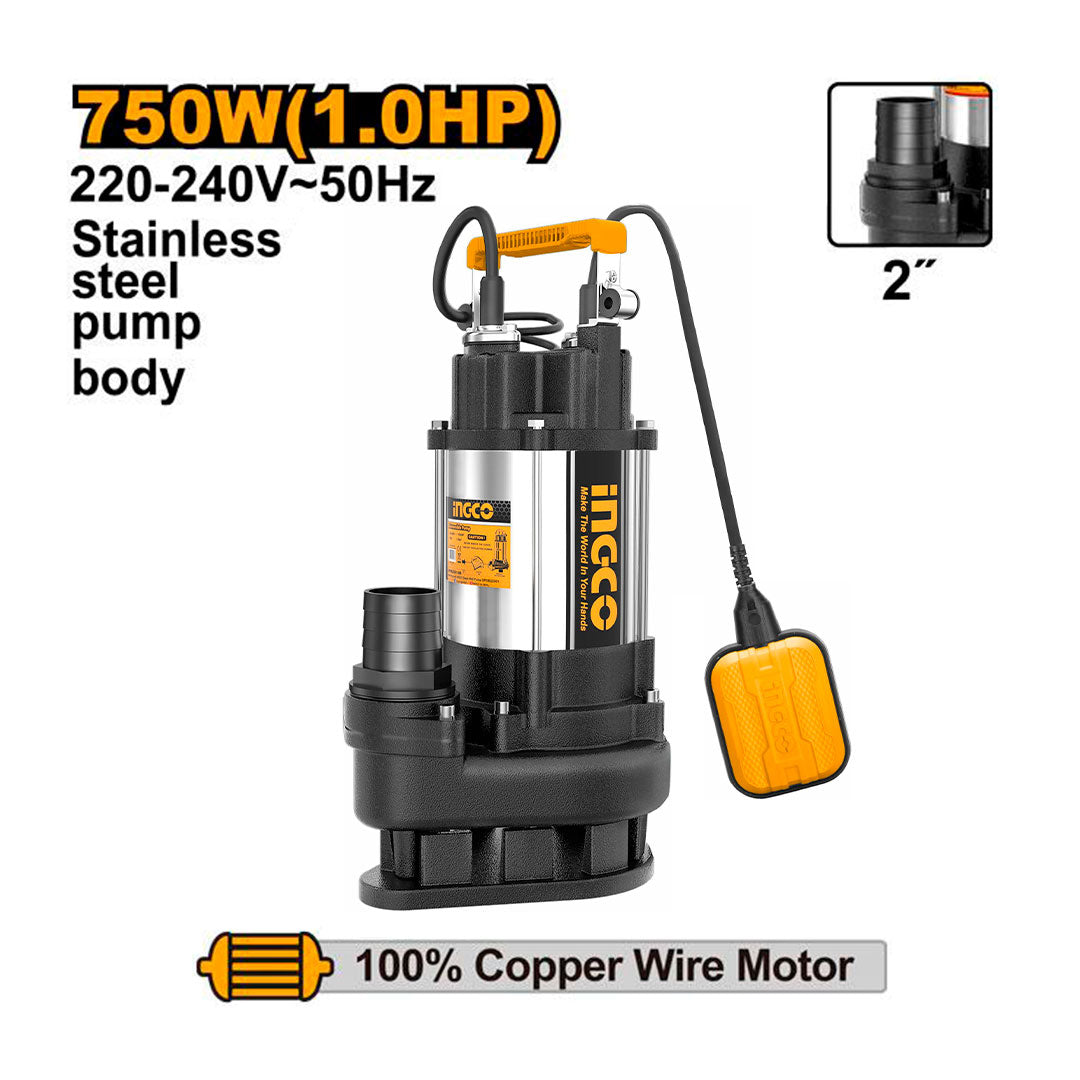 INGCO SPDS7508-5 Bomba sumergible metálica 750W pozo negro