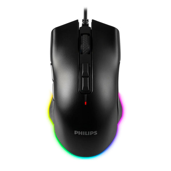 PHILIPS G201 Mouse óptico Gaming USB 2.0, RGB, 9 botones, Negro, SPK9201BL