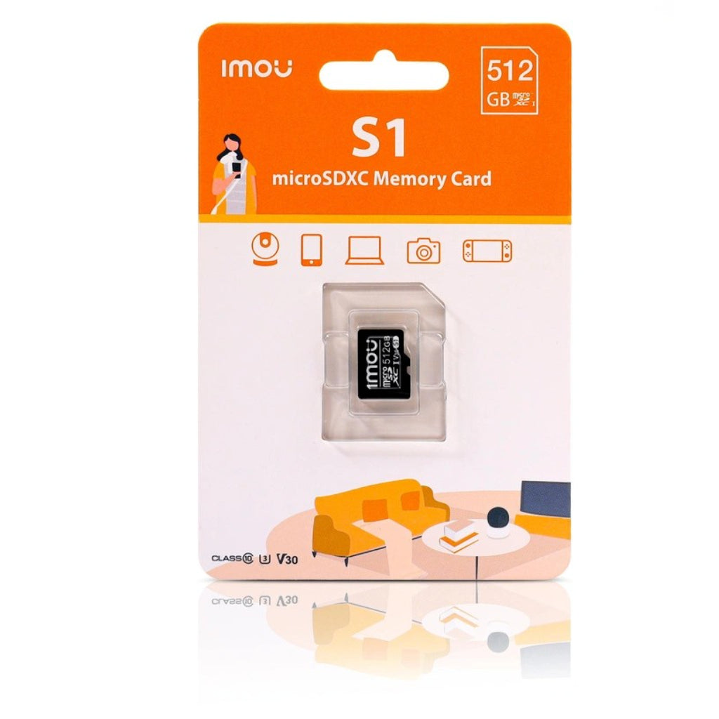 IMOU Memoria MicroSD 512GB Clase 10 para Cámara de Seguridad 24/7