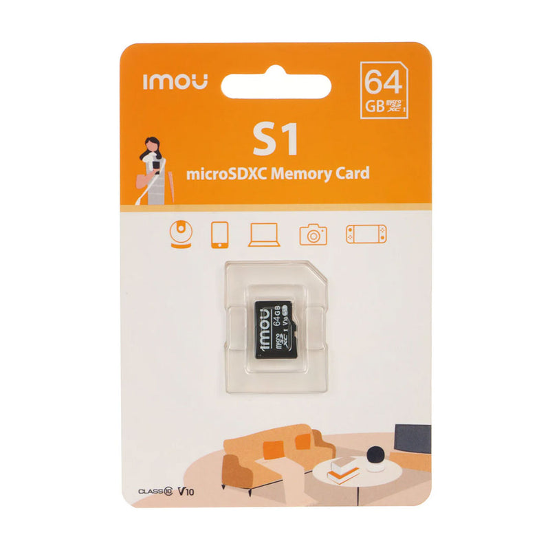 IMOU ST2-64-S1 MICROSD 64GB Memória exclusivamente para vigilância por vídeo 24x7