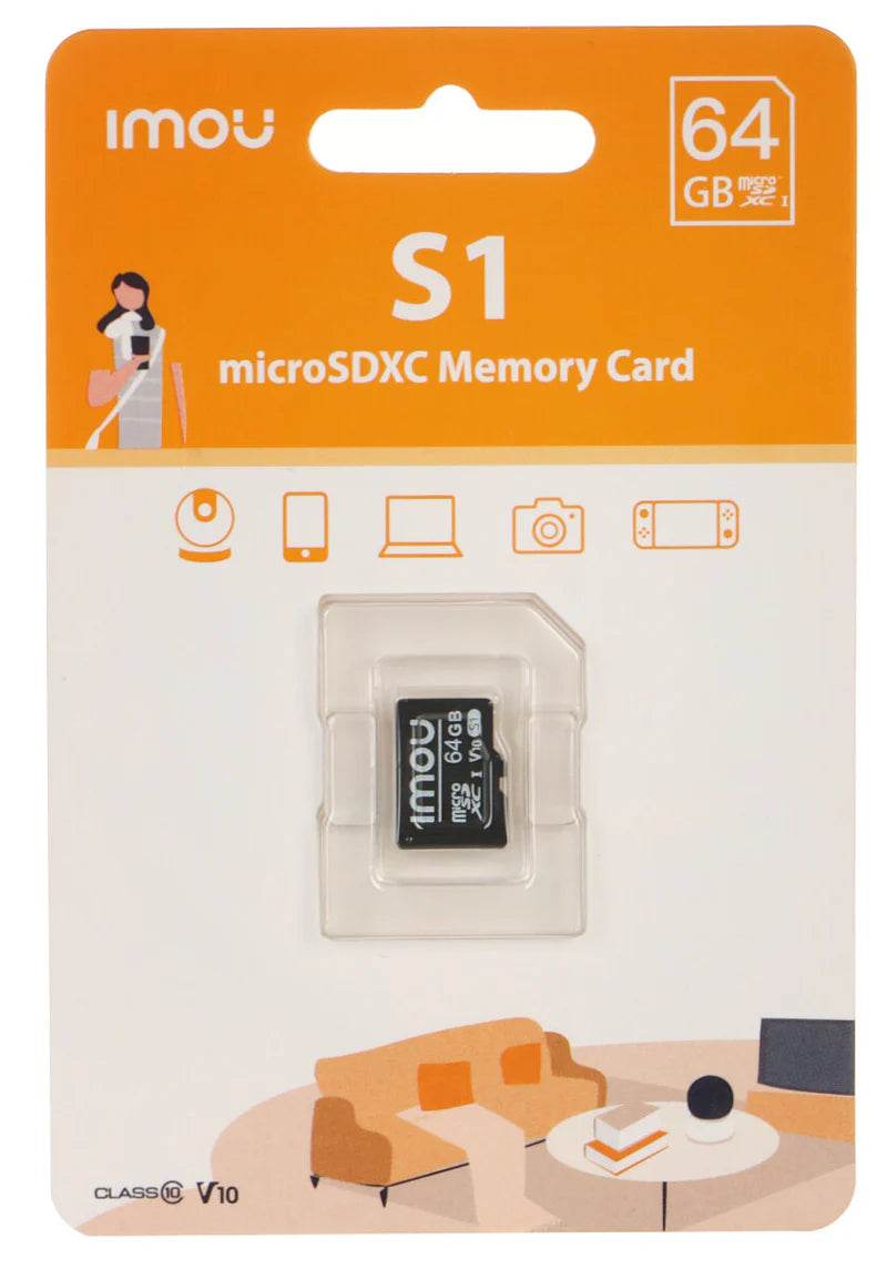 IMOU ST2-64-S1 MICROSD 64GB Memória exclusivamente para vigilância por vídeo 24x7