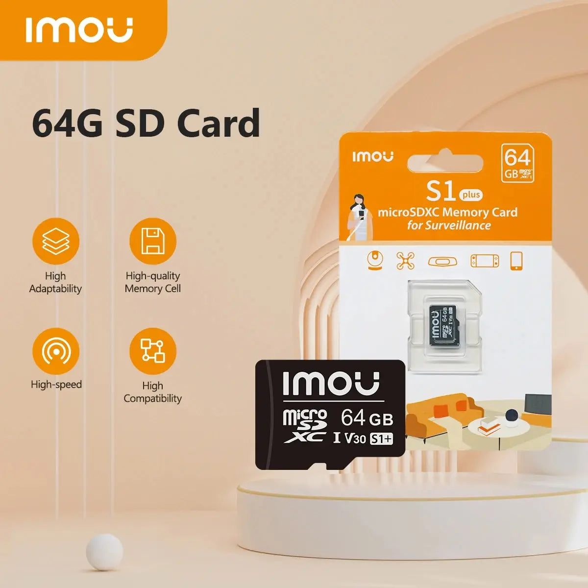 IMOU ST2-64-S1 Memoria MicroSD 64GB Para Cámara de Seguridad 24/7