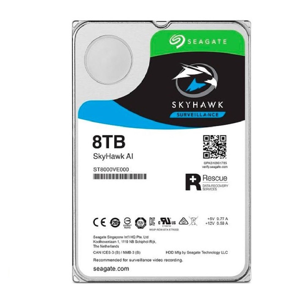 SEAGATE ST8000VE000 SKYHAWK Disco Duro 8TB 3.5" 7200RPM para Videovigilancia
