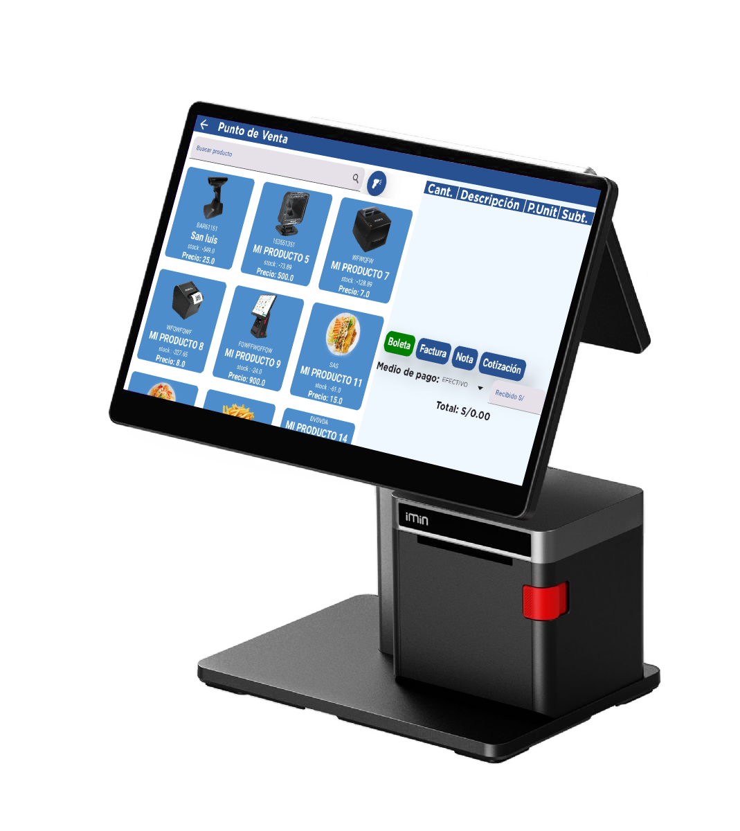 iMin Swan 2 Doble Pantalla Terminal POS All-In-One 15.6" Full HD + Pantalla Cliente + Impresora Térmica