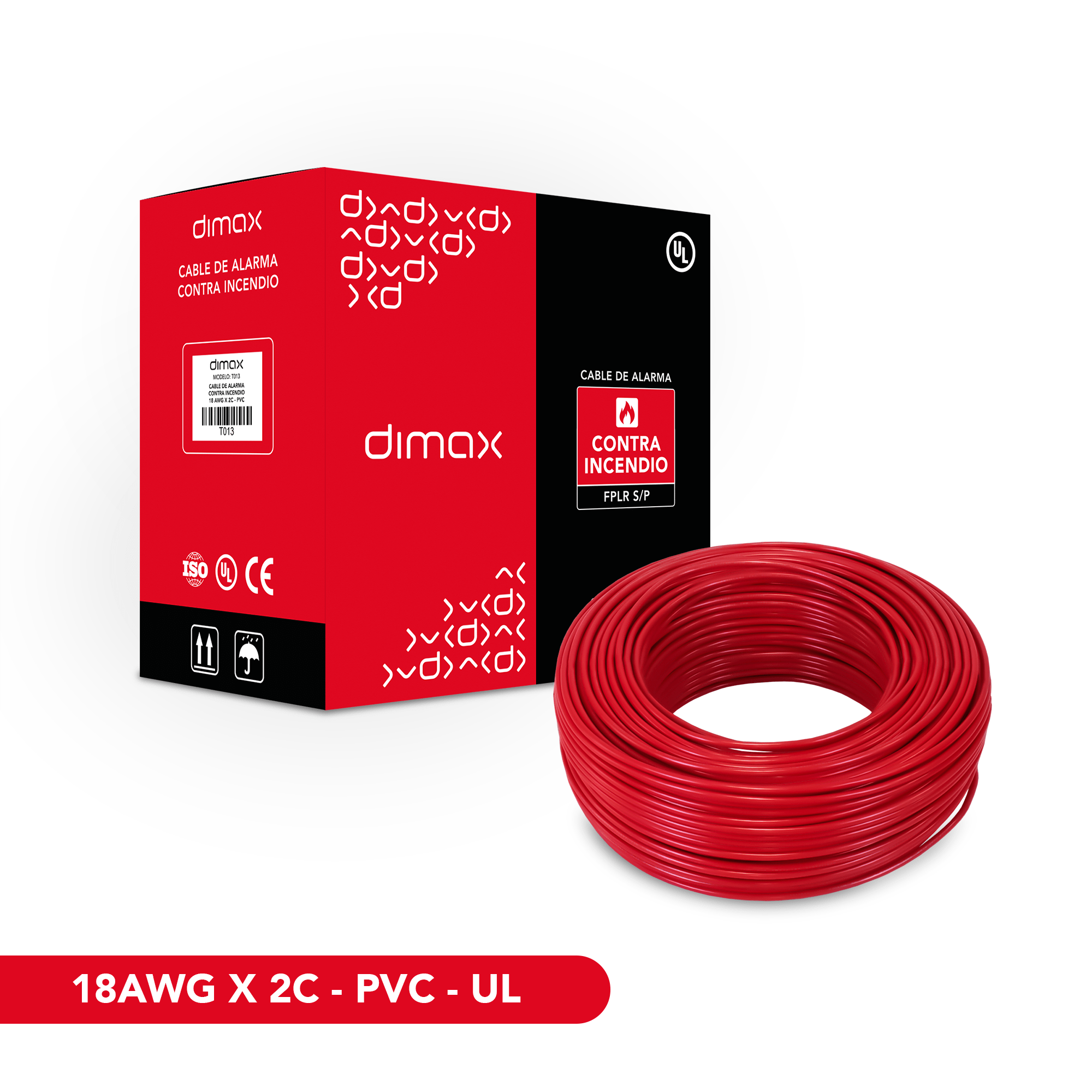 DIMAX T013 Cable de Alarma Contra Incendio 2x18 PVC UL 305m