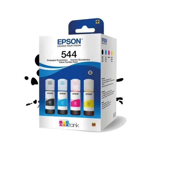 EPSON T544520-4P Botellas de Tintas Ecofit Color Negro, Cian, Magenta y Amarillo T544 4 Unidades,