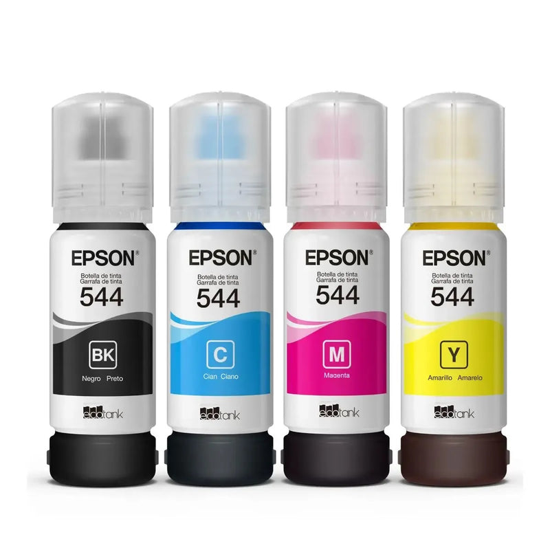 EPSON T544520-4P Botellas de Tintas Ecofit Color Negro, Cian, Magenta y Amarillo T544 4 Unidades,