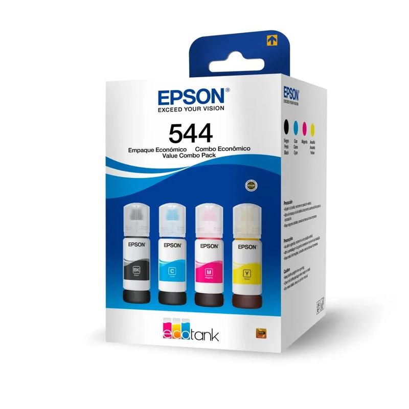 EPSON T544520-4P Botellas de Tintas Ecofit Color Negro, Cian, Magenta y Amarillo T544 4 Unidades,