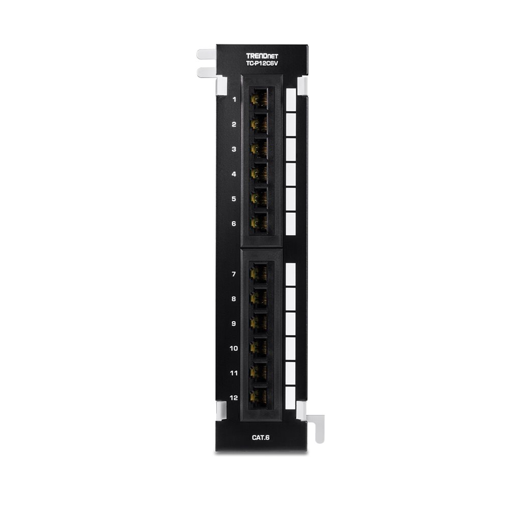 TRENDNET TC-P12C6V - Patch Panel de montaje en pared sin blindaje Cat6 de 12 puertos con soporte 89D incluido