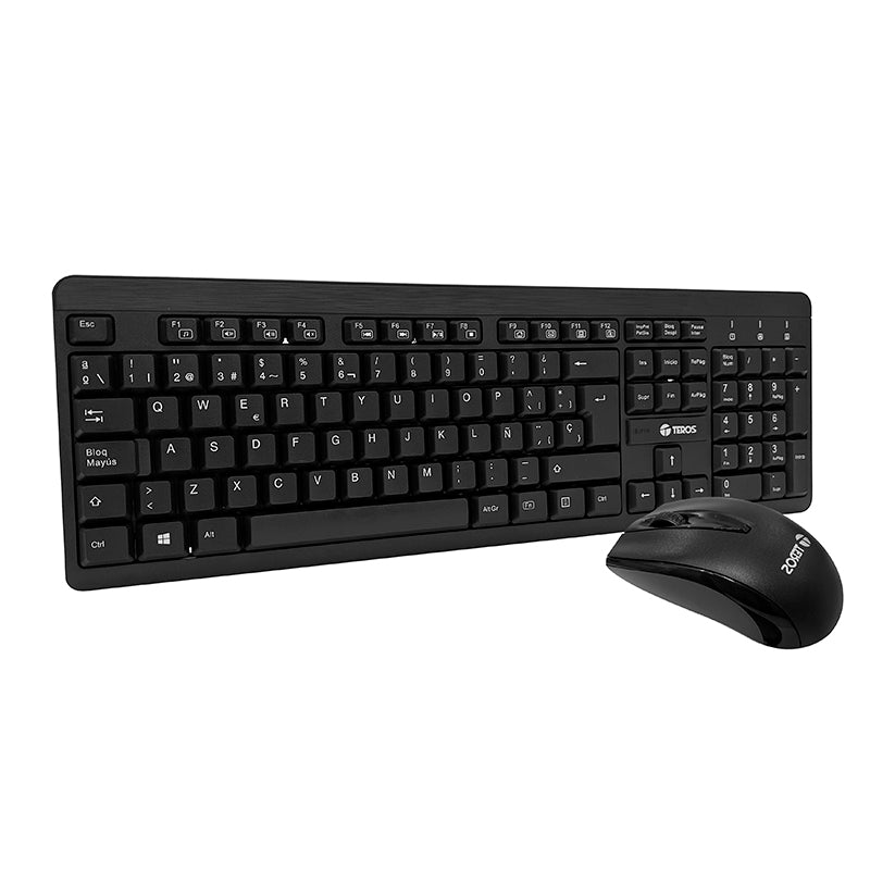 TEROS TE-4061N Combo Teclado + Mouse Inalámbrico 2.4Ghz USB, Negro