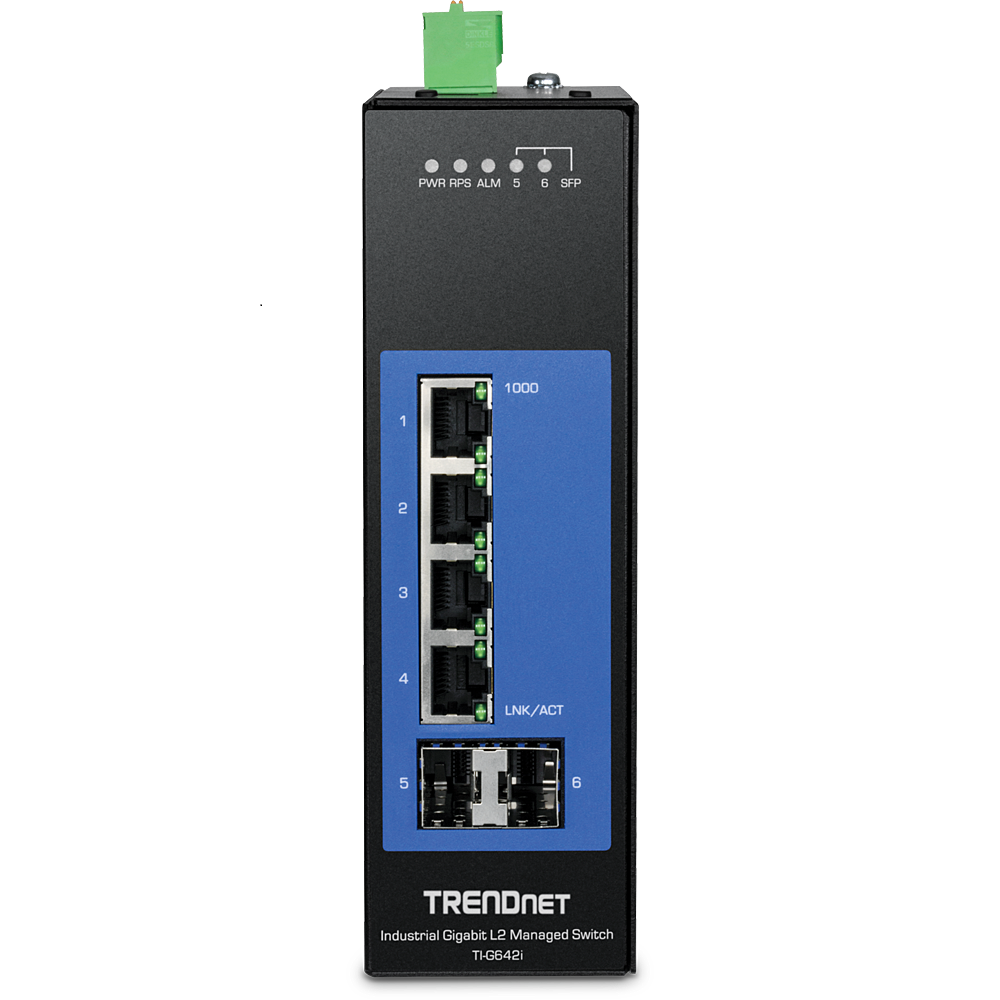TRENDNET TI-G642i - Conmutador de riel DIN industrial Gigabit L2 de 6 puertos