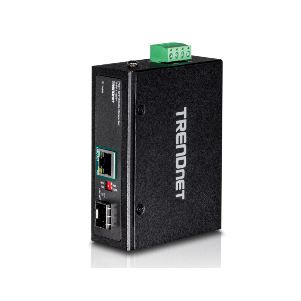 TRENDNET TI-PF11SFP - Conversor de medios SFP industrial endurecido a Gigabit PoE