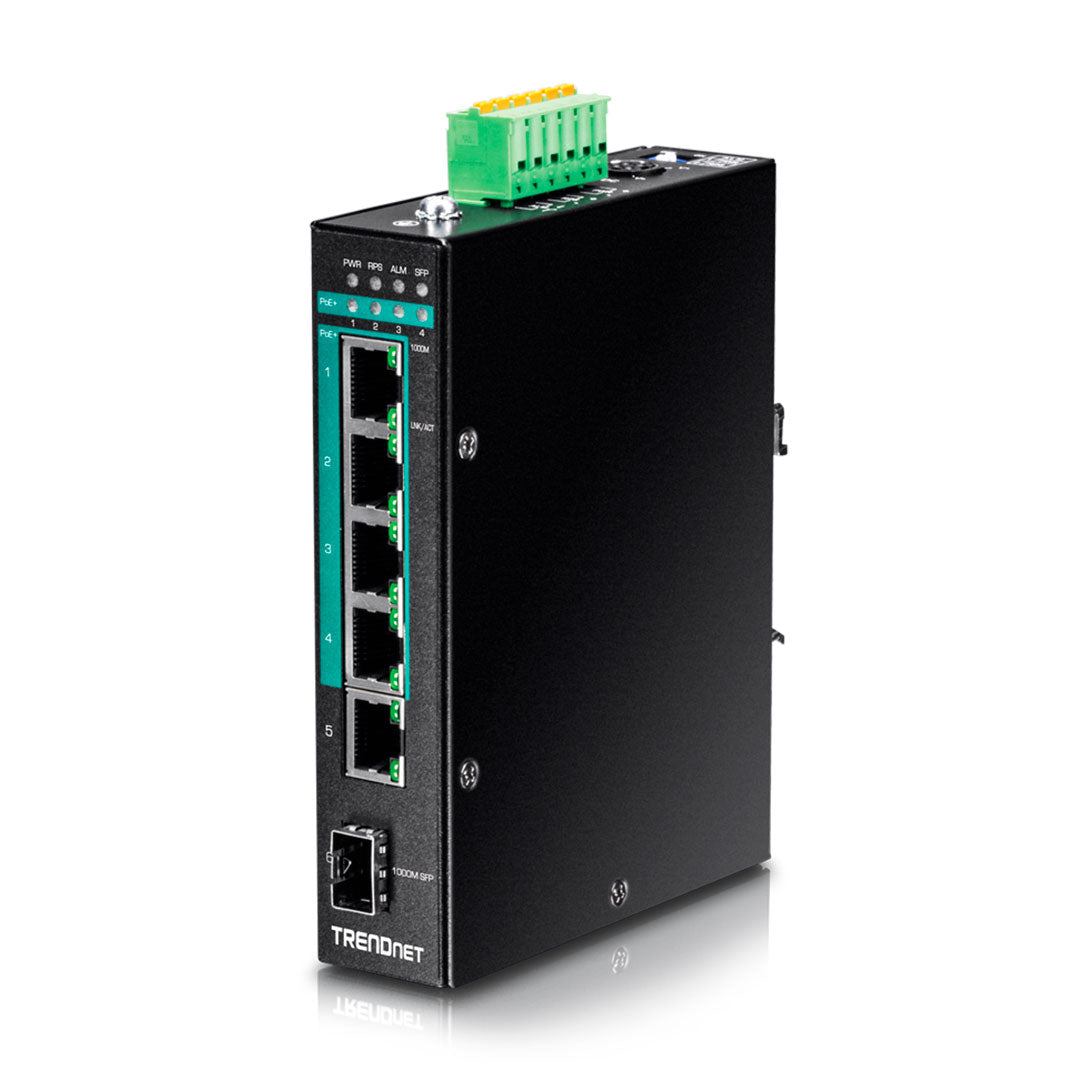 TRENDNET TI-PG541 Switch industrial Gigabit 5 puertos Gigabit PoE+ y 1 SFP
