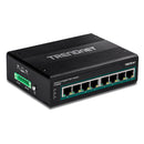 TRENDNET TI-PG80B - Switch de trilho DIN industrial Gigabit PoE de 8 portas 24-56 V 