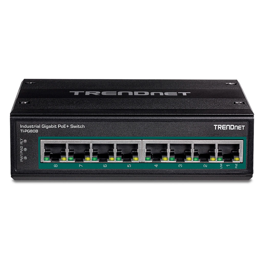 TRENDNET TI-PG80B Switch industrial Gigabit PoE de 8 puertos 24- 56V