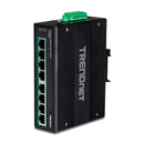 TRENDNET TI-PG80B - Switch de trilho DIN industrial Gigabit PoE de 8 portas 24-56 V 