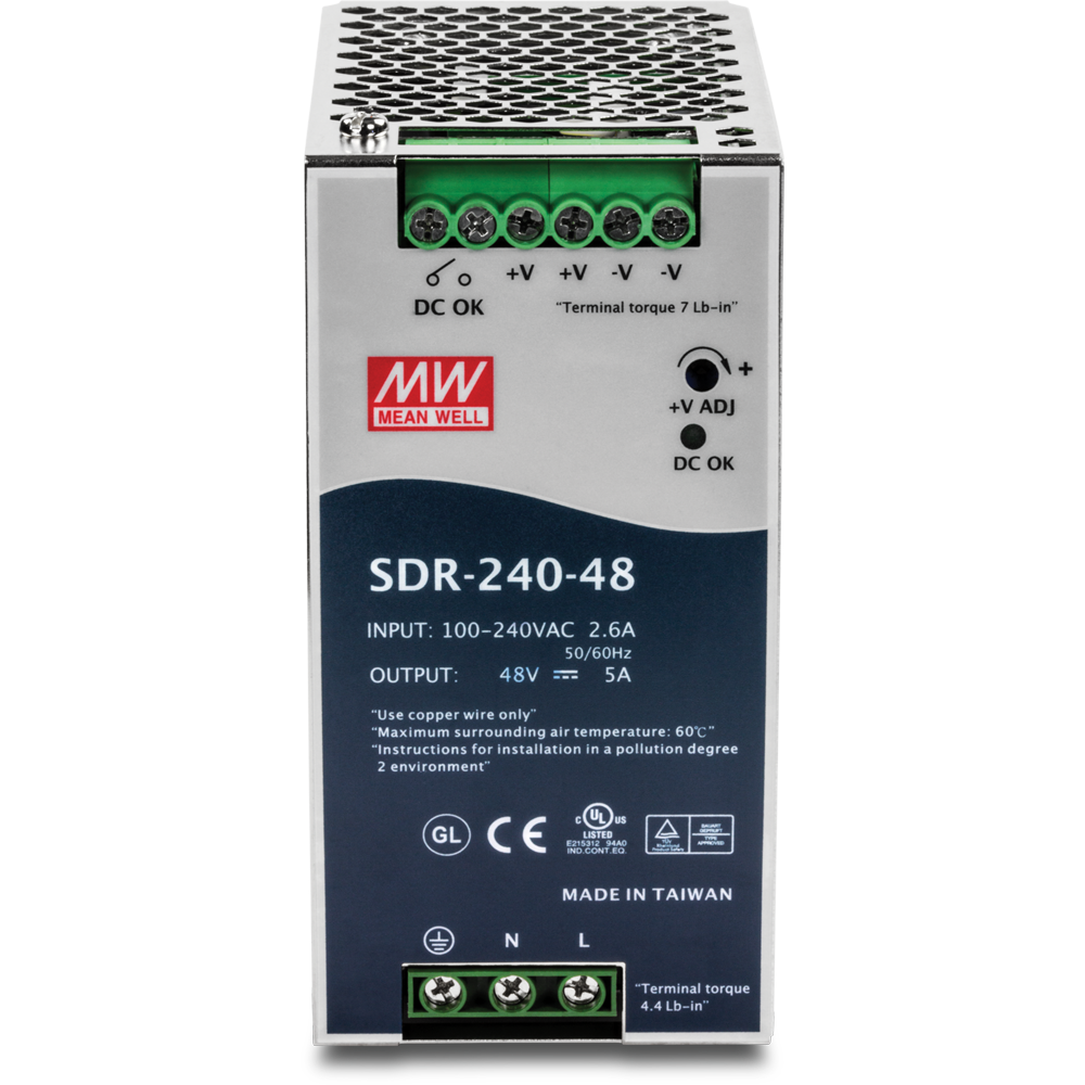 Fuente de alimentación industrial SDR-240-48 de 48V y 5A para sistemas eléctricos y redes