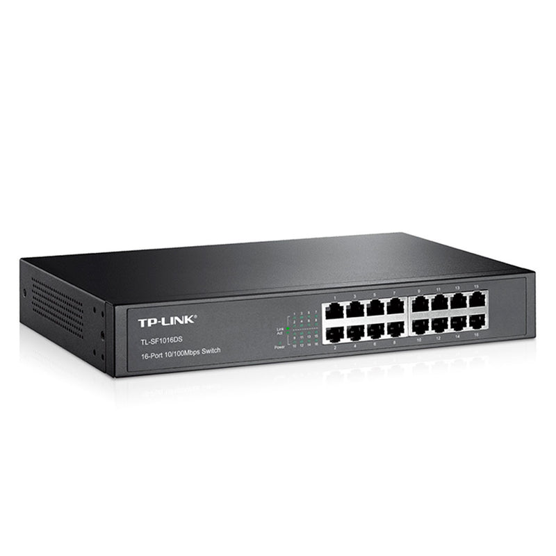 TP-LINK TL-SF1016DS Switch de 16 puertos 10/100Mbps, metal, montaje en rack 13"