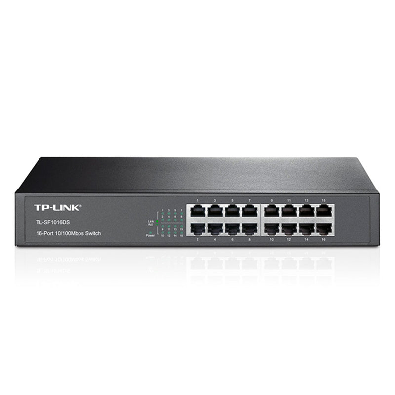 TP-LINK TL-SF1016DS Switch de 16 puertos 10/100Mbps, metal, montaje en rack 13"