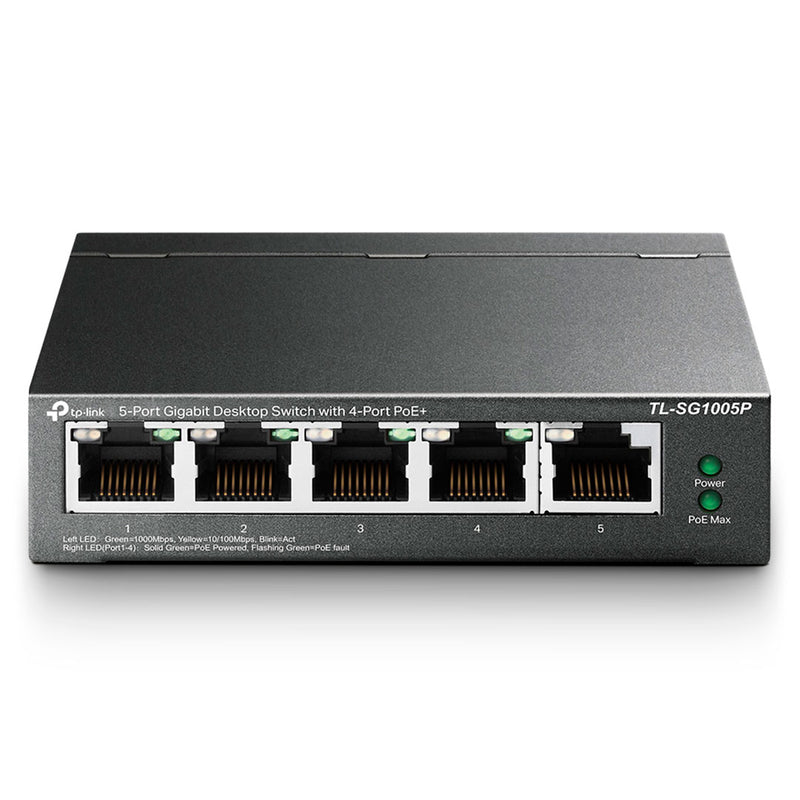 TP-LINK TL-SG1005P Switch 5 Puertos Giga con 4 puertos POE+ 65w