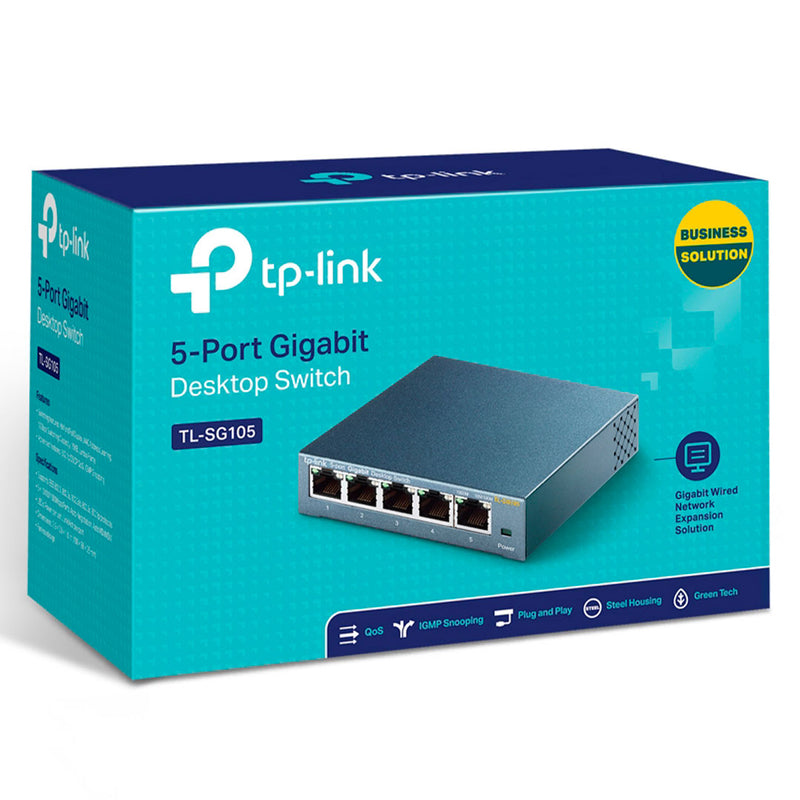 TP-LINK TL-SG105 Switch gigabit de 5 puertos 10/100/1000Mbps metal auto MDI/MDIX