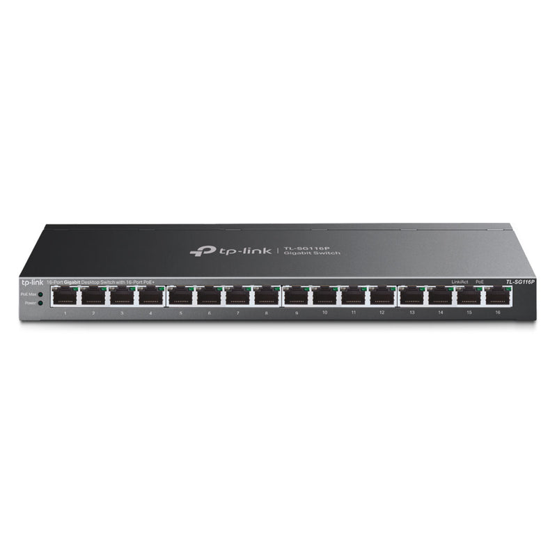 TP-LINK TL-SG116P Conmutador de escritorio Gigabit de 16 puertos con PoE+ de 16 puertos