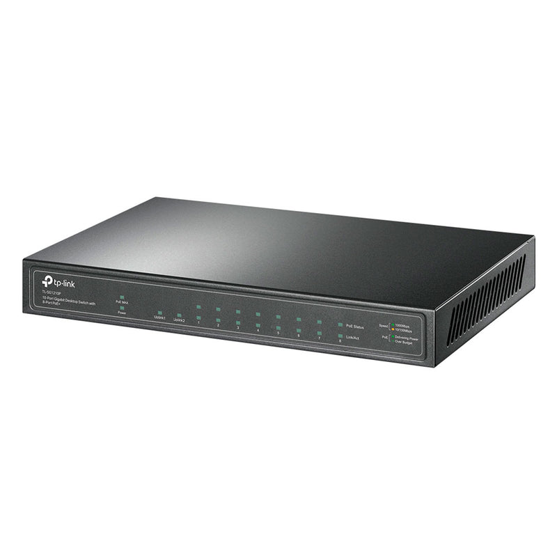 TP-LINK TL-SG1210P Switch gigabit de 10 puertos con 8 puertos POE+ 63W 1 puerto SFP gigabit montaje en rack 13"